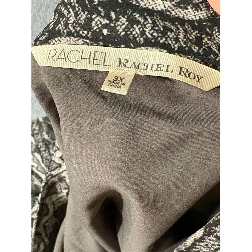 Rachel Roy 3X Gray Snake Print Pleated A-Line Skirt Plus Size Pull On Midi - Picture 5 of 8